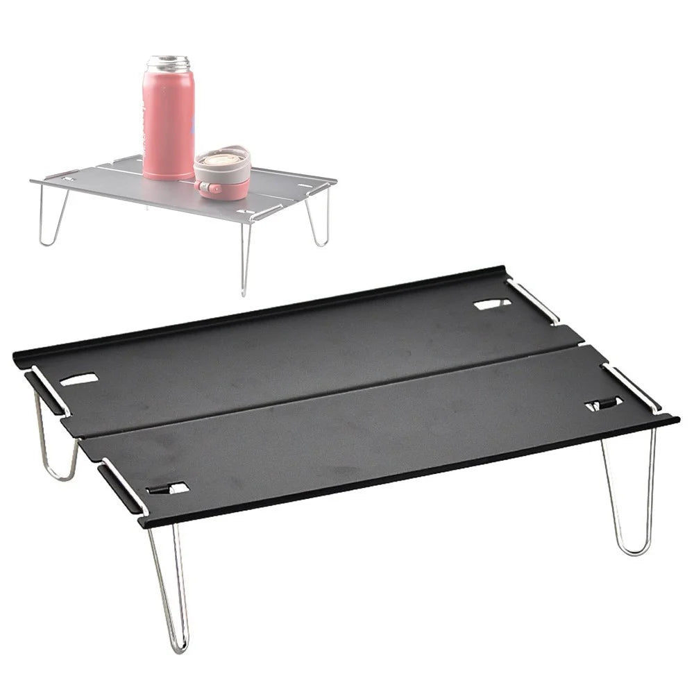 LUCKSTONE ZDZ-003-GY Aluminum Table Easy Folding Desk Outdoor Lightweight Supply for Camping, Beach, Backyards, BBQ, Party - Black - 1