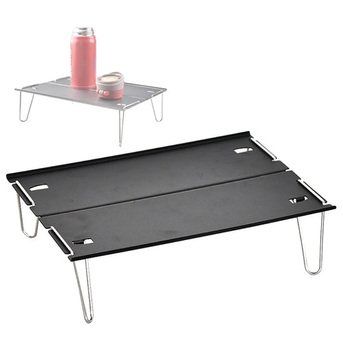 LUCKSTONE ZDZ-003-GY Aluminum Table Easy Folding Desk Outdoor Lightweight Supply for Camping, Beach, Backyards, BBQ, Party - Black - 1