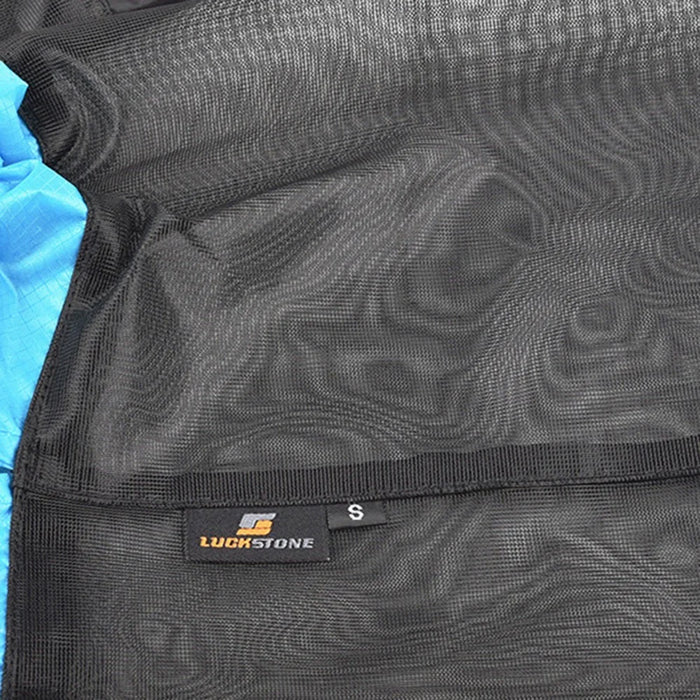 LUCKSTONE Size S Foldable Laundry Bag Storage Clothes Organizer Drawstring Mesh Bag for Camping and Travel - Black/Blue - 6