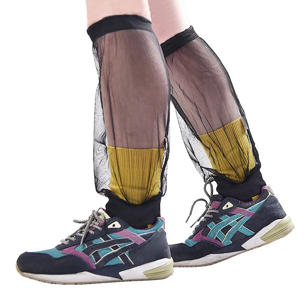 LUCKSTONE FWKTT-001 1 Pair Outdoor Anti-mosquito Mesh Foot Covers Mountain Climbing Camping Netting - Black - 1