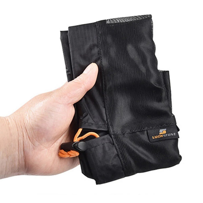 LUCKSTONE Size L Travel Camping Supply Drawstring Mesh Laundry Storage Bag Fishing Net Easy Folding Organizer - Black/Green - 4