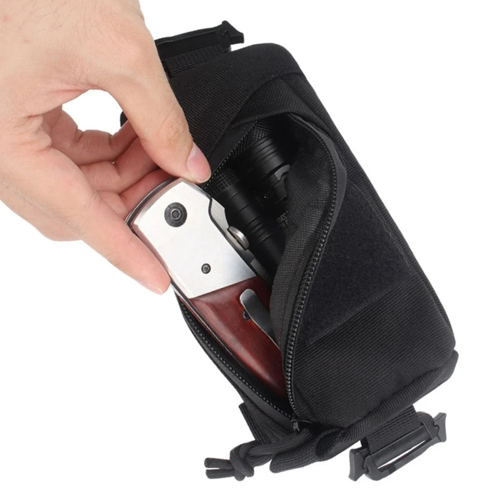 KOSIBATE H244 Shoulder Strap Tactical Pouch Military Tool Bag Outdoor Accessory Bag Phone Pack for Hunting Camping Hiking - Black - 4
