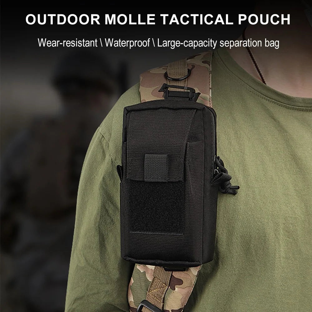 KOSIBATE H249 Tactical Molle Pouch Shoulder Strap Pack Military EDC Tool Bag Hunting Accessory Bag Phone Pouch for Outdoor Sports - Black - 3