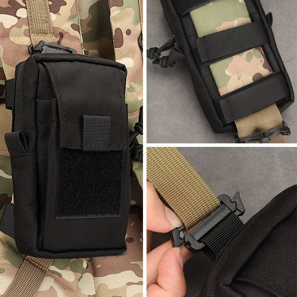 KOSIBATE H249 Tactical Molle Pouch Shoulder Strap Pack Military EDC Tool Bag Hunting Accessory Bag Phone Pouch for Outdoor Sports - Black - 4