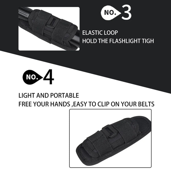 H-133 Outdoor Tactical Flashlight Pouch Holster 360 Degree Rotating Waist Bag for Belt Torch Cover Hunting Lighting Pouch - Black - 6
