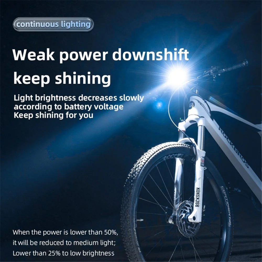 ROCKBROS RHL400 Super Bright USB Rechargeable Bike LED Light Waterproof Front Headlight for Road Cycling Safety - 6