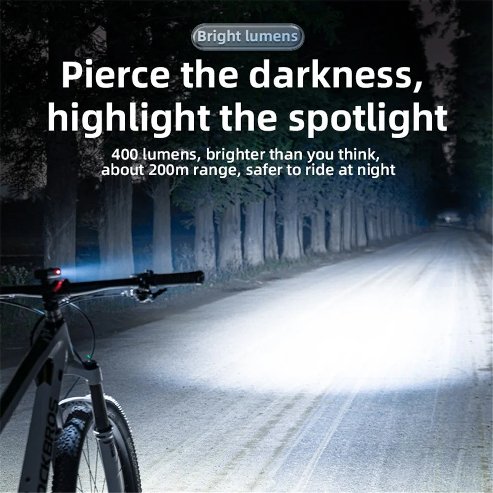 ROCKBROS RHL400 Super Bright USB Rechargeable Bike LED Light Waterproof Front Headlight for Road Cycling Safety - 7