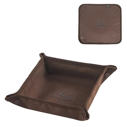 CLS 600D Oxford Cloth Outdoor Camping Square Storage Tray Home Travel Portable Folding Debris Organizer Box, Size L - Coffee - 1