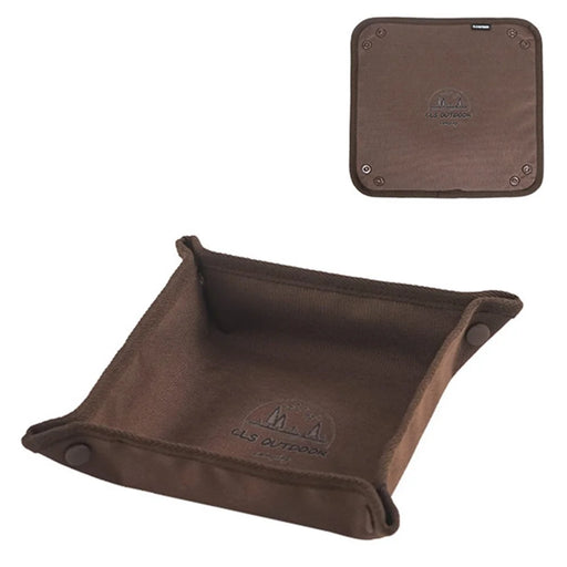 CLS 600D Oxford Cloth Outdoor Camping Square Storage Tray Home Travel Portable Folding Debris Organizer Box, Size L - Coffee - 1