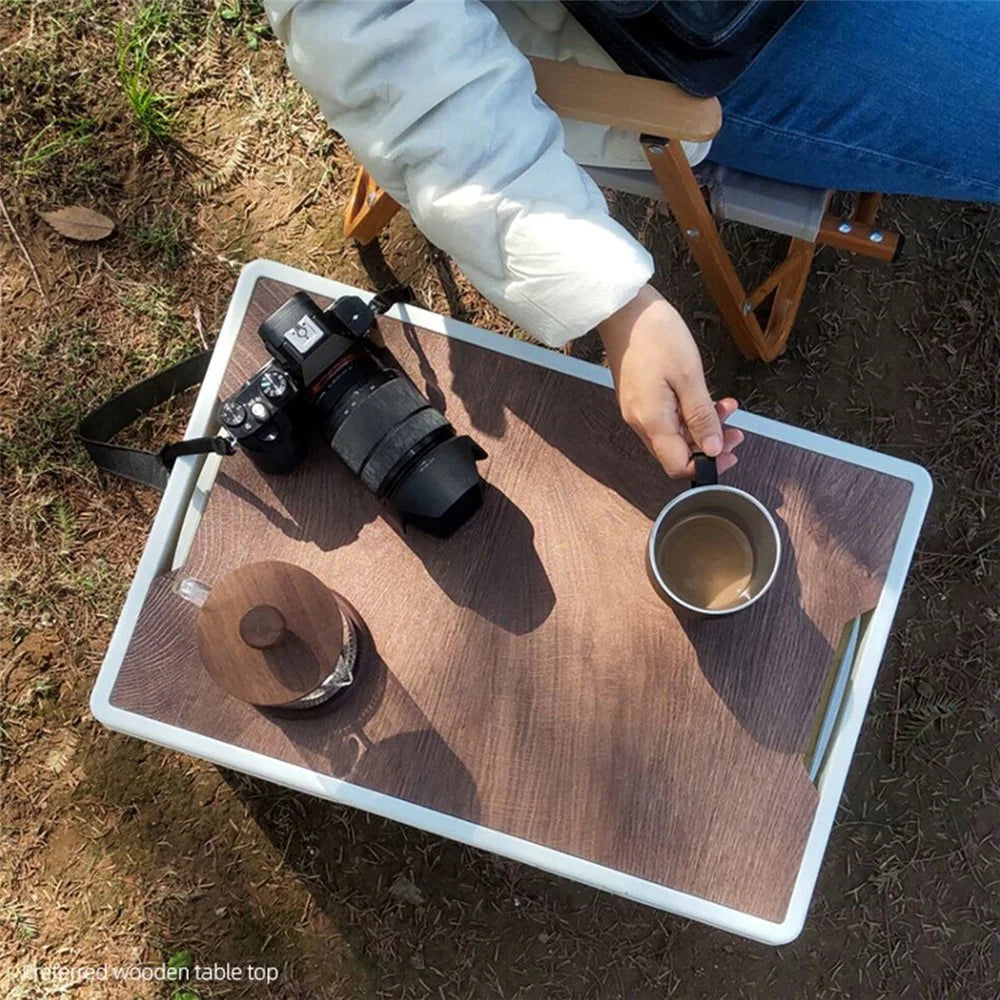 55L Outdoor Camping Wooden Lid Foldable Storage Box Car Food Container Fishing Picnic BBQ Organizer Box, Size L - White - 3