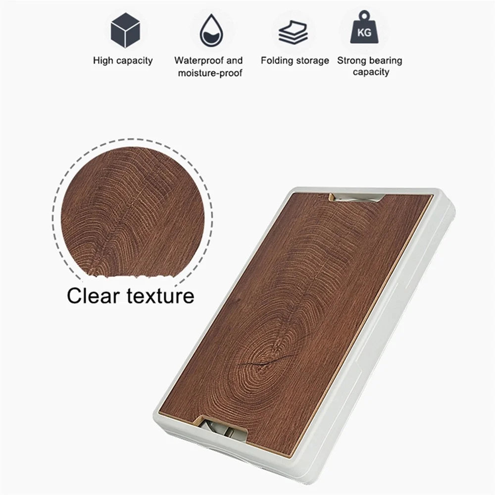 55L Outdoor Camping Wooden Lid Foldable Storage Box Car Food Container Fishing Picnic BBQ Organizer Box, Size L - White - 5