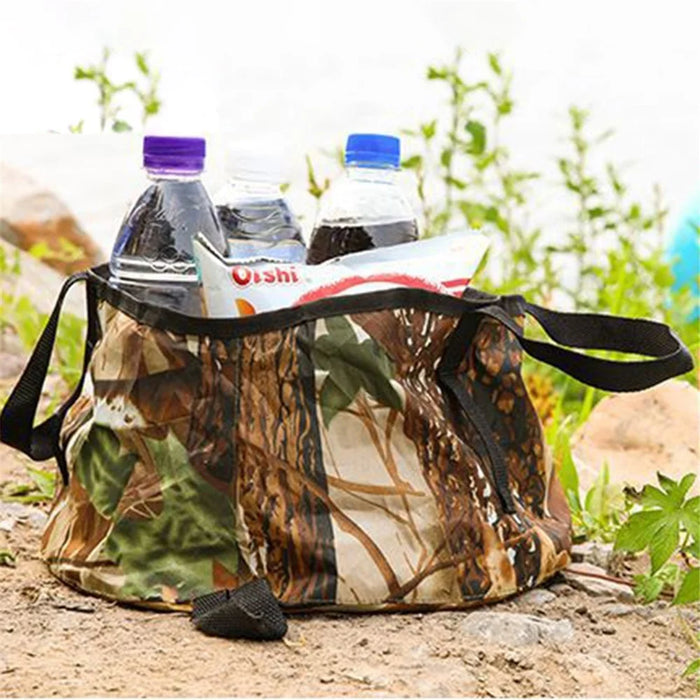 Portable Collapsible Basin Travel Foot Bath Bag Large Capacity Folding Washing Bucket - Camouflage - 2