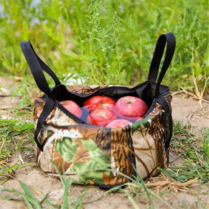 Portable Collapsible Basin Travel Foot Bath Bag Large Capacity Folding Washing Bucket - Camouflage - 3