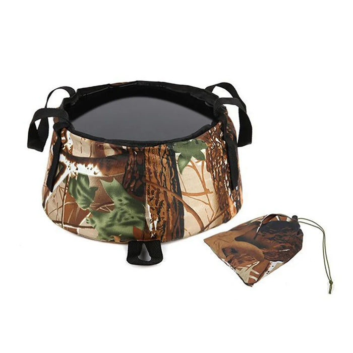 Portable Collapsible Basin Travel Foot Bath Bag Large Capacity Folding Washing Bucket - Camouflage - 5