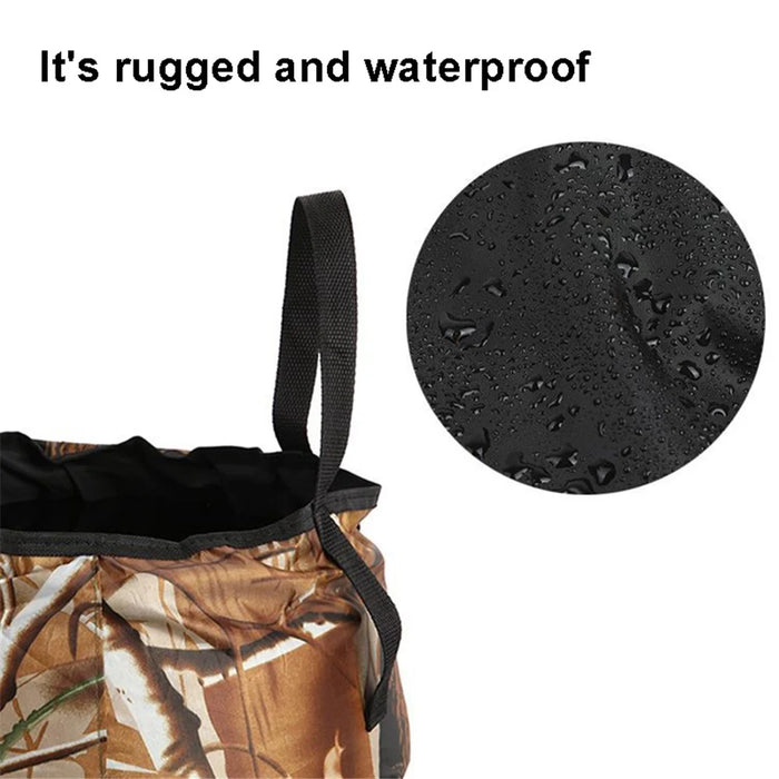 Portable Collapsible Basin Travel Foot Bath Bag Large Capacity Folding Washing Bucket - Camouflage - 6
