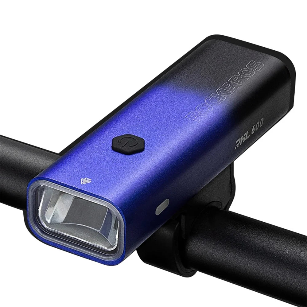 ROCKBROS RHL600 Super Bright Bike Headlight Night Safety Bicycle Front Light Flashlight USB Rechargeable IPX6 Waterproof Torch - Gradient Blue - 1