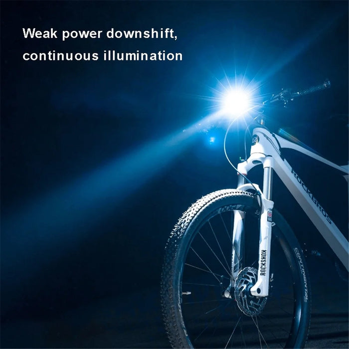 ROCKBROS RHL600 Super Bright Bike Headlight Night Safety Bicycle Front Light Flashlight USB Rechargeable IPX6 Waterproof Torch - Gradient Blue - 2