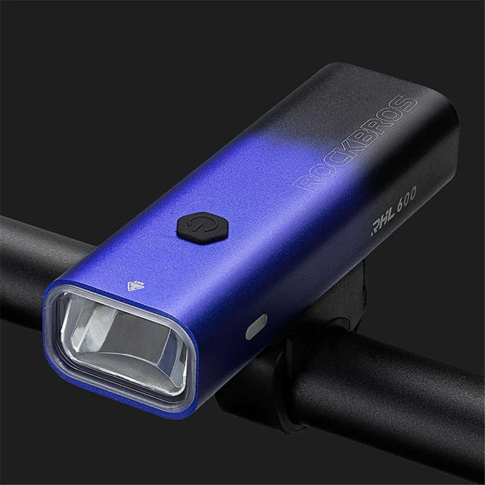 ROCKBROS RHL600 Super Bright Bike Headlight Night Safety Bicycle Front Light Flashlight USB Rechargeable IPX6 Waterproof Torch - Gradient Blue - 3