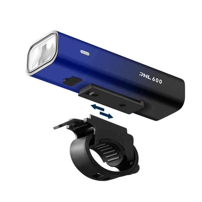 ROCKBROS RHL600 Super Bright Bike Headlight Night Safety Bicycle Front Light Flashlight USB Rechargeable IPX6 Waterproof Torch - Gradient Blue - 7