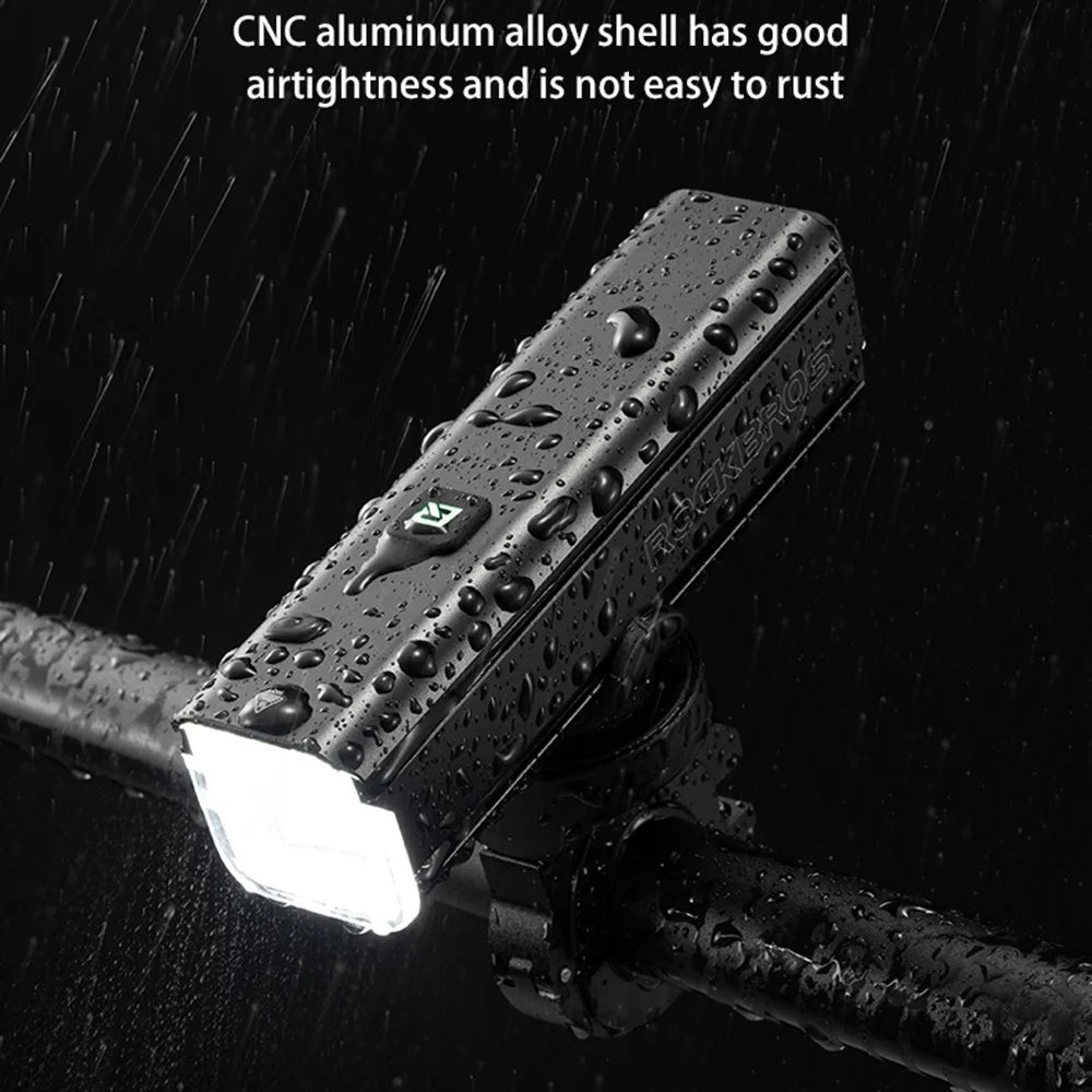 ROCKBROS RHL1000 Bright LED Bike Front Light Flashlight Rechargeable Bicycle Night Cycling Safety Lamp - 3
