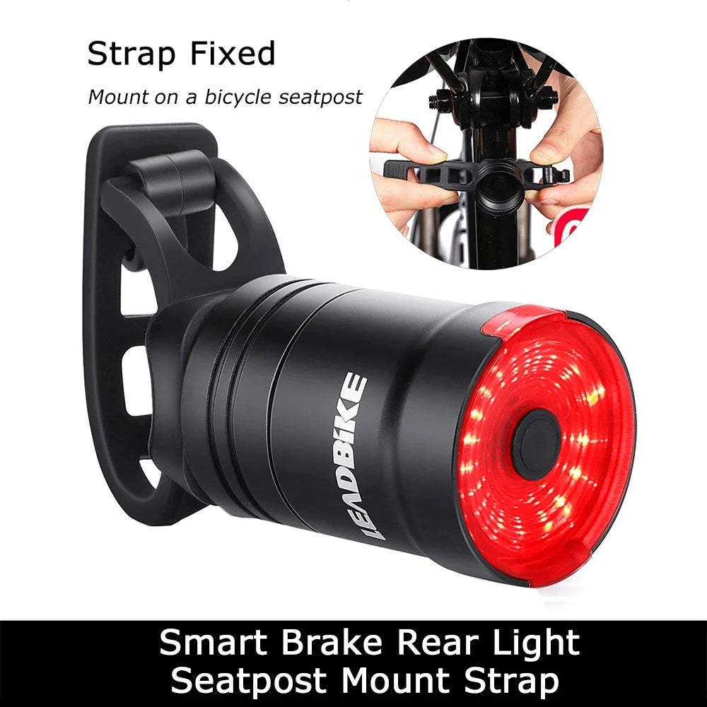 LEADBIKE LD43 Bicycle Smart Brake Tail Light Waterproof Bike Seat Rear Warning Light Support USB Charging - Strap Version - 2