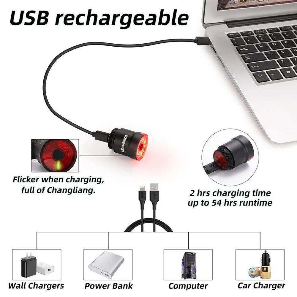 LEADBIKE LD43 Bicycle Smart Brake Tail Light Waterproof Bike Seat Rear Warning Light Support USB Charging - Strap Version - 6