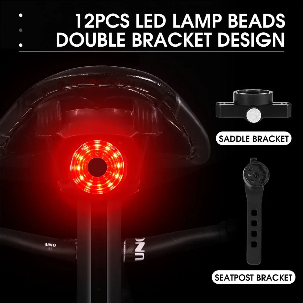 WEST BIKING YP0701317 Seat Cushion / Seat Post Mount USB Charging Bike LED Tail Light Waterproof Smart Brake Induction Cycling Warning Rear Lamp - 6
