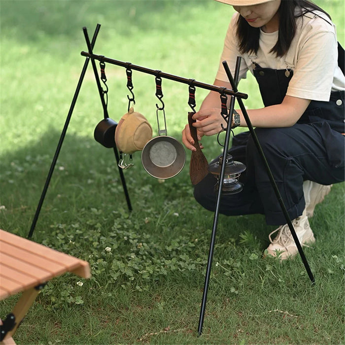 SHINETRIP A014-H0S Aluminum Alloy Picnic Cookware Triangle Hanger Rack Folding Camping Hanging Shelf, Size S - 4