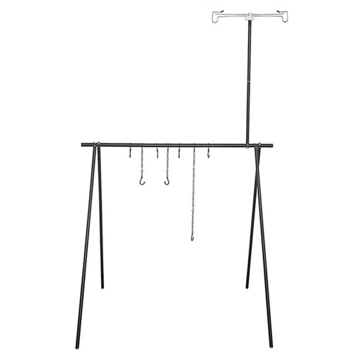 SHINETRIP A352 Aluminum Alloy Campfire Cooking Stand Set with Lamp Hanger Camping Cookware Hooks - Black - 1