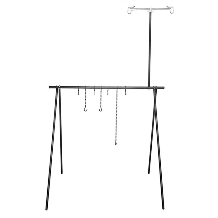 SHINETRIP A352 Aluminum Alloy Campfire Cooking Stand Set with Lamp Hanger Camping Cookware Hooks - Black - 1