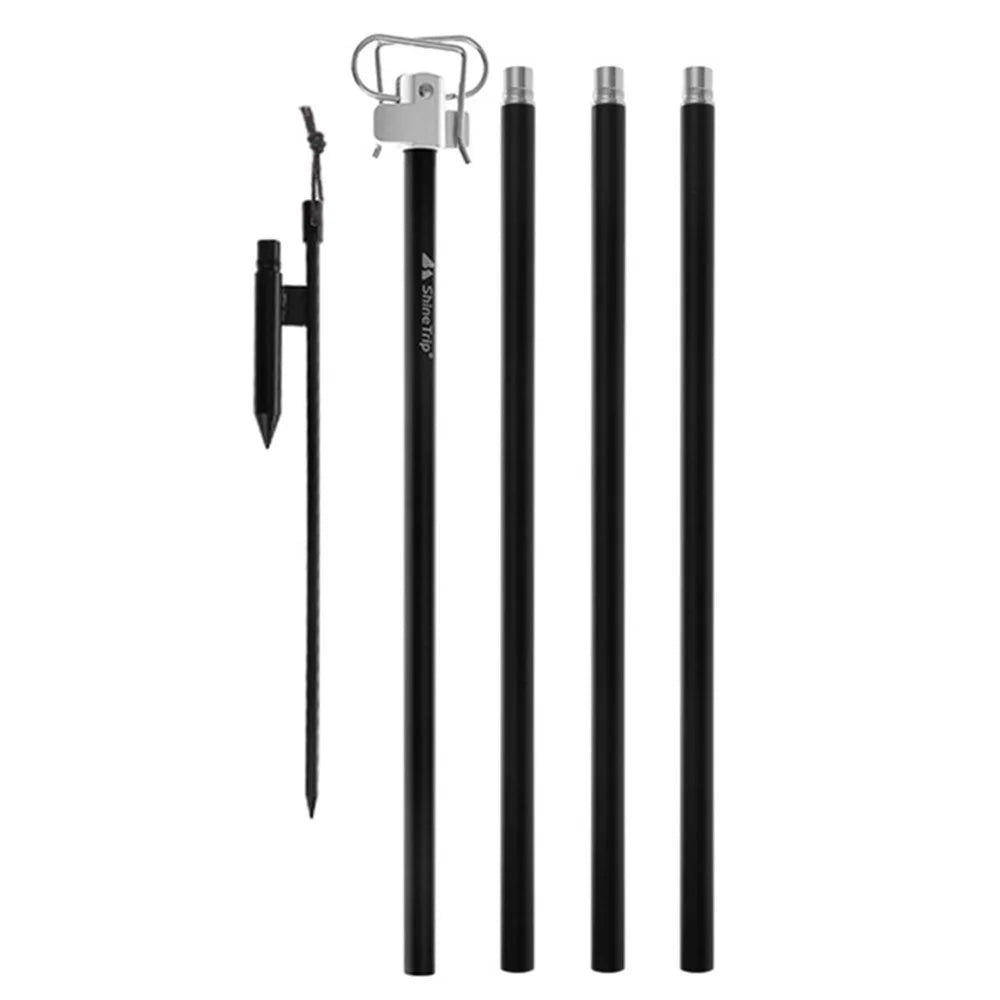 SHINETRIP A317 Portable Folding Aluminum Alloy Camping Lamp Hanging Pole Dual Head Lantern Holder - Black - 1