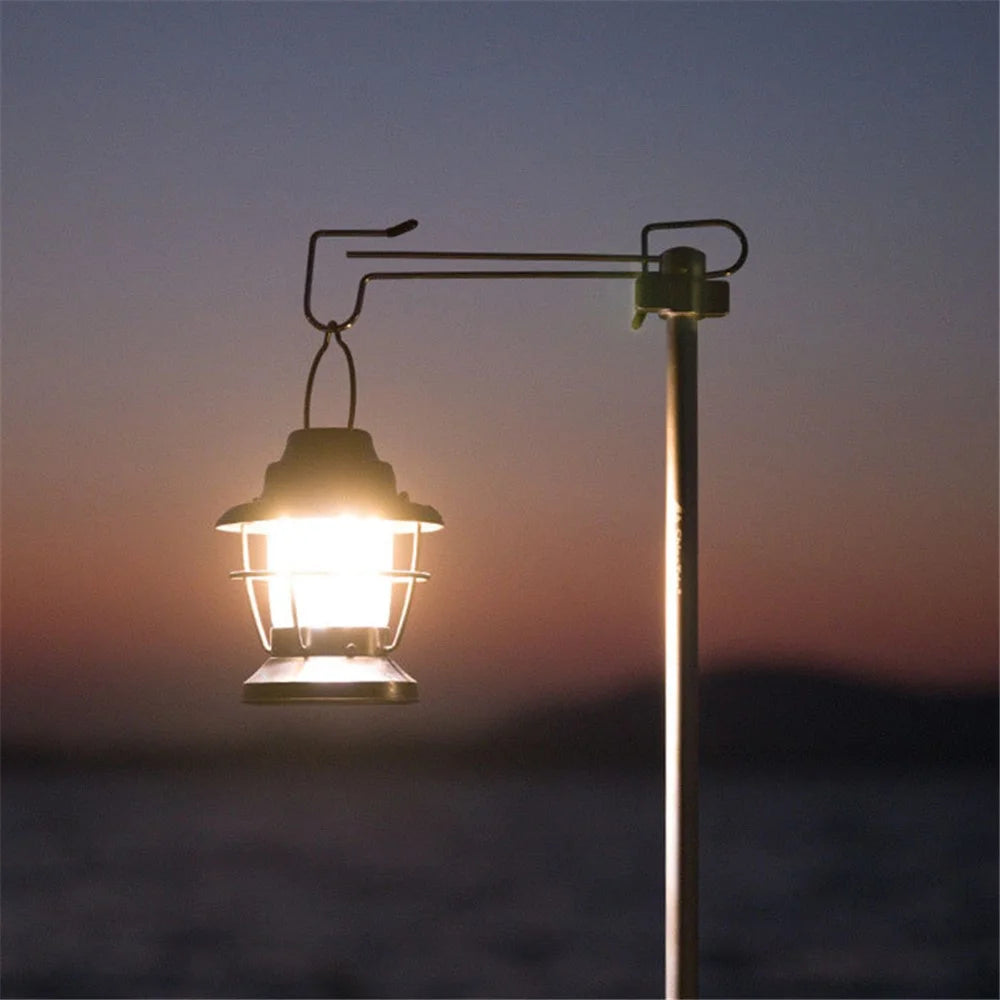 SHINETRIP A317 Portable Folding Aluminum Alloy Camping Lamp Hanging Pole Dual Head Lantern Holder - Black - 5