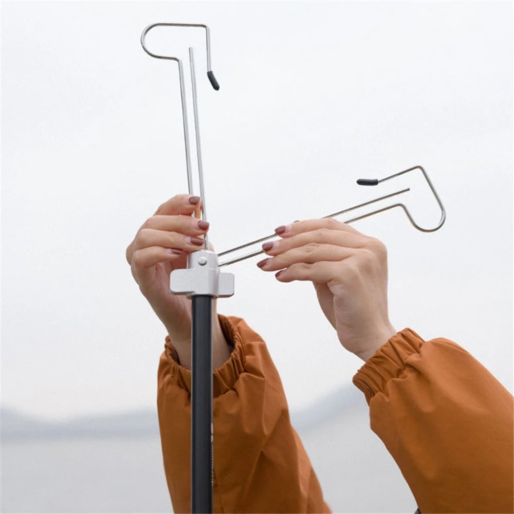 SHINETRIP A317 Portable Folding Aluminum Alloy Camping Lamp Hanging Pole Dual Head Lantern Holder - Black - 7