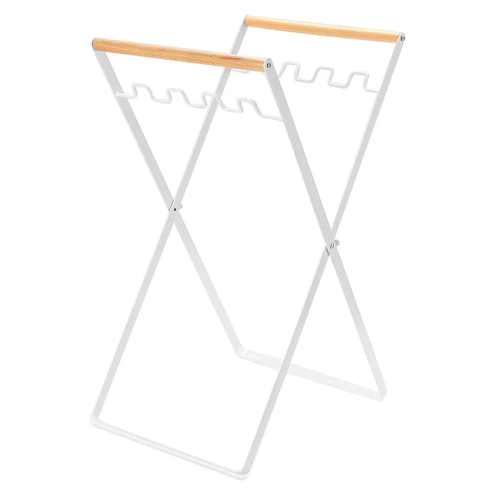 HALIN Iron+Wood Trash Bag Holder Portable Outdoor Waste Bag Hanger Rack Stand for Camping Hiking - White - 1