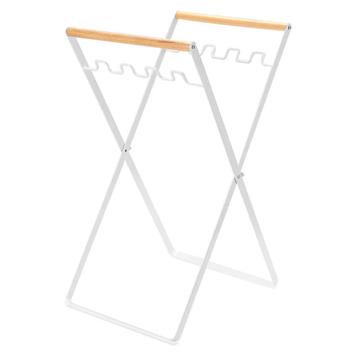 HALIN Iron+Wood Trash Bag Holder Portable Outdoor Waste Bag Hanger Rack Stand for Camping Hiking - White - 1
