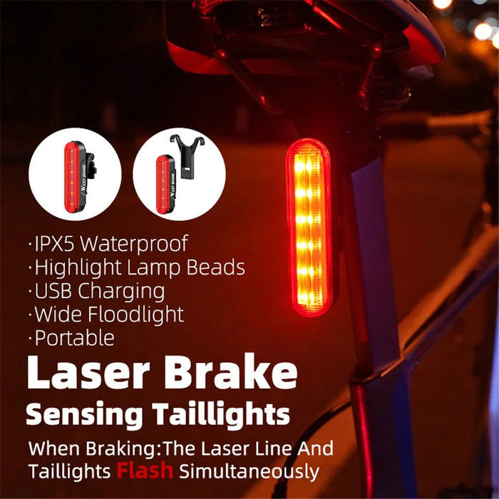WEST BIKING LD80-ls Laser Brake Sensor Style Bike Rear Lamp 5 Modes Bicycle Smart Brake Taillight - 5