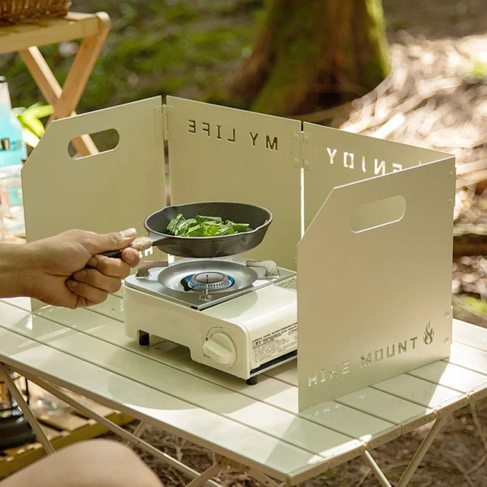 Foldable Outdoor Camping Stove Windshield Thickened Steel Plate Burner Wind Screen - White - 2