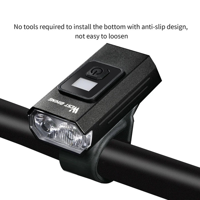 WEST BIKING YP0701384 Night Cycling Bicycle Headlight Digital Display Bike Front Light with Tail Light - 5
