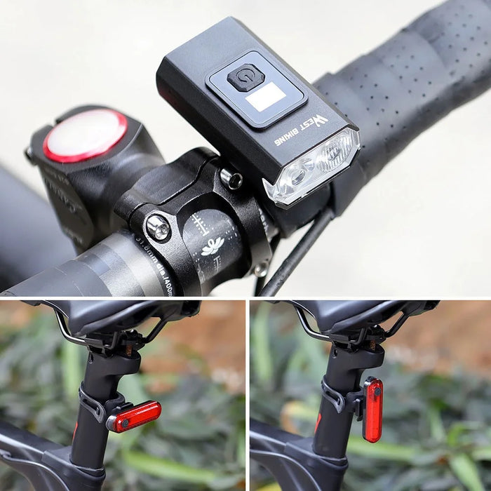 WEST BIKING YP0701384 Night Cycling Bicycle Headlight Digital Display Bike Front Light with Tail Light - 7