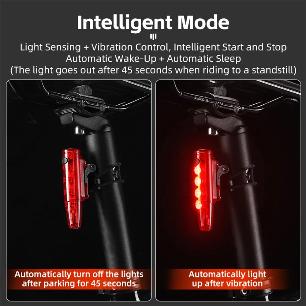 WEST BIKING YP0701377 Bike Tail Light Waterproof Smart Brake Induction Cycling Warning Rear Lamp (with Dual Mount Bracket) - 5