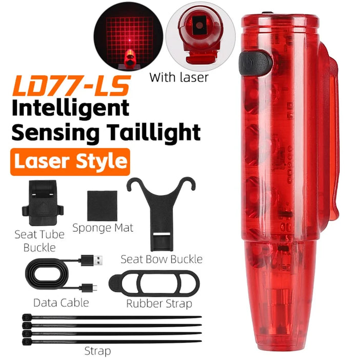 WEST BIKING YP0701378 Bike Laser Tail Light Smart Brake Induction Waterproof Cycling Warning Rear Lamp (with Dual Mount Bracket) - 3