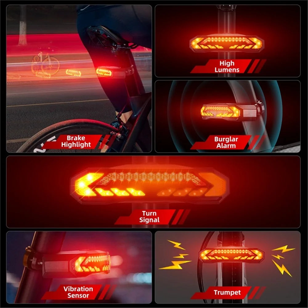 WEST BIKING YP0701372 Bicycle Alarm Remote Steering Tail Light IPX65 Waterproof Anti-theft Alarm Bike Light - 4