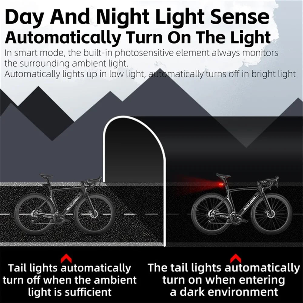 WEST BIKING YP0701372 Bicycle Alarm Remote Steering Tail Light IPX65 Waterproof Anti-theft Alarm Bike Light - 5