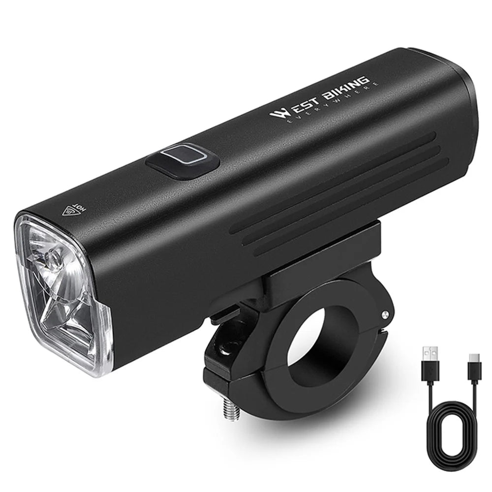WEST BIKING YB0701387 1000 Lumen Bicycle Headlight Aluminum Alloy USB Rechargeable 7 Light Modes Bike Light (with Bracket) - 1