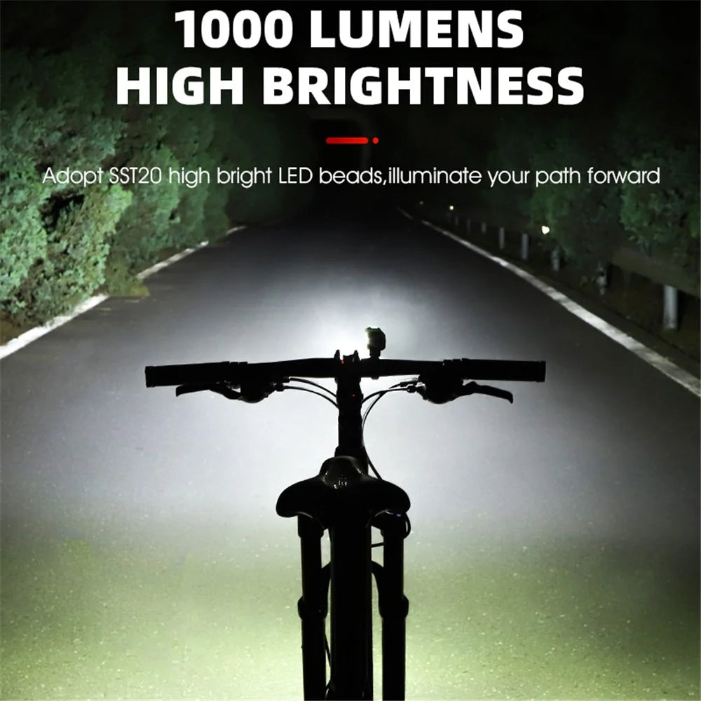 WEST BIKING YB0701387 1000 Lumen Bicycle Headlight Aluminum Alloy USB Rechargeable 7 Light Modes Bike Light (with Bracket) - 3