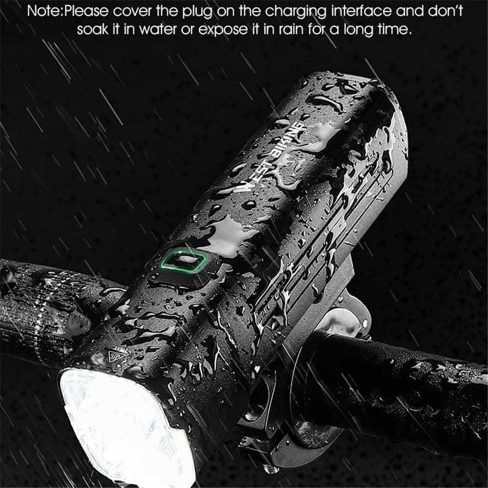 WEST BIKING YB0701387 1000 Lumen Bicycle Headlight Aluminum Alloy USB Rechargeable 7 Light Modes Bike Light (with Bracket) - 6