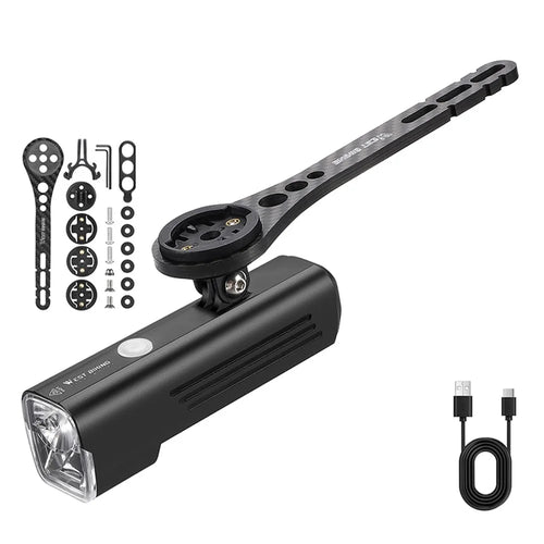 WEST BIKING 1000 Lumens Bicycle Front Headlight Bike Hanging Lights with Carbon Fiber Stopwatch Extension Stand - 1