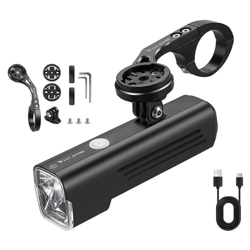 WEST BIKING Rechargeable Bicycle Hanging Headlight Bike Lights with Aluminum Alloy Stopwatch Bracket Holder - 1