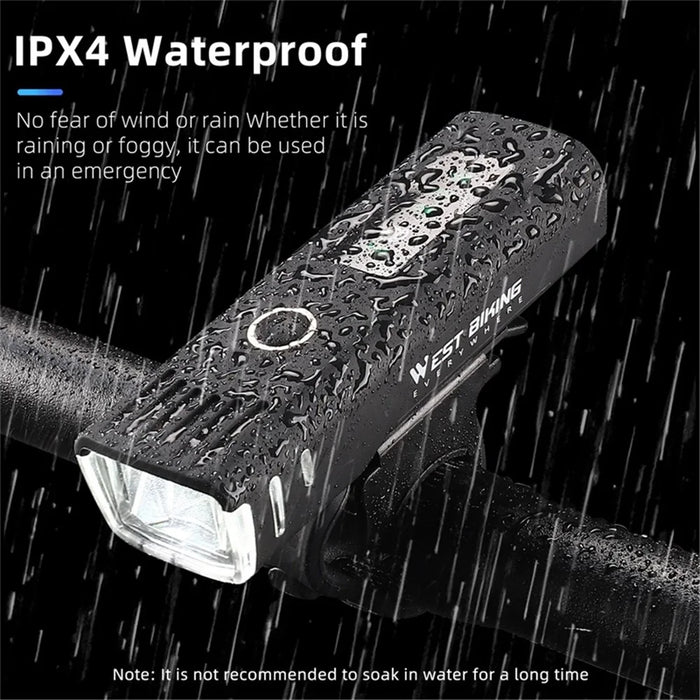 WEST BIKING Intelligent Light Sensing Bicycle Headlight IPX4 Waterproof Bike Front Light Portable Flashlight - 7