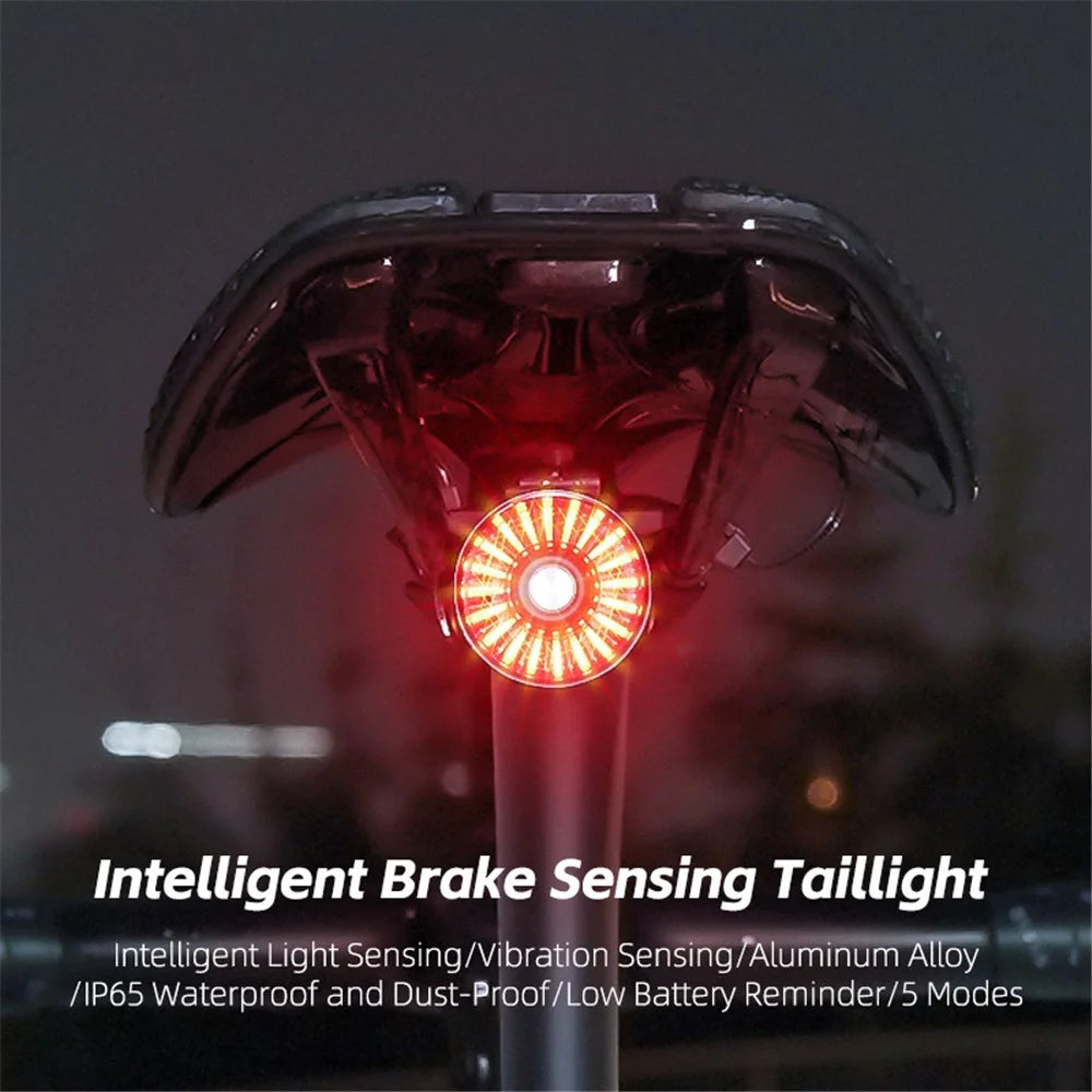 WEST BIKING W4S Intelligent Taillight Bicycle Brake Sensor Cycling Tail Lights - Red / Arc - 4